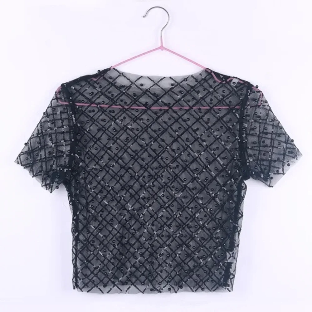 Julia Black Sequin Women's Blouse - Picture 6 of 6